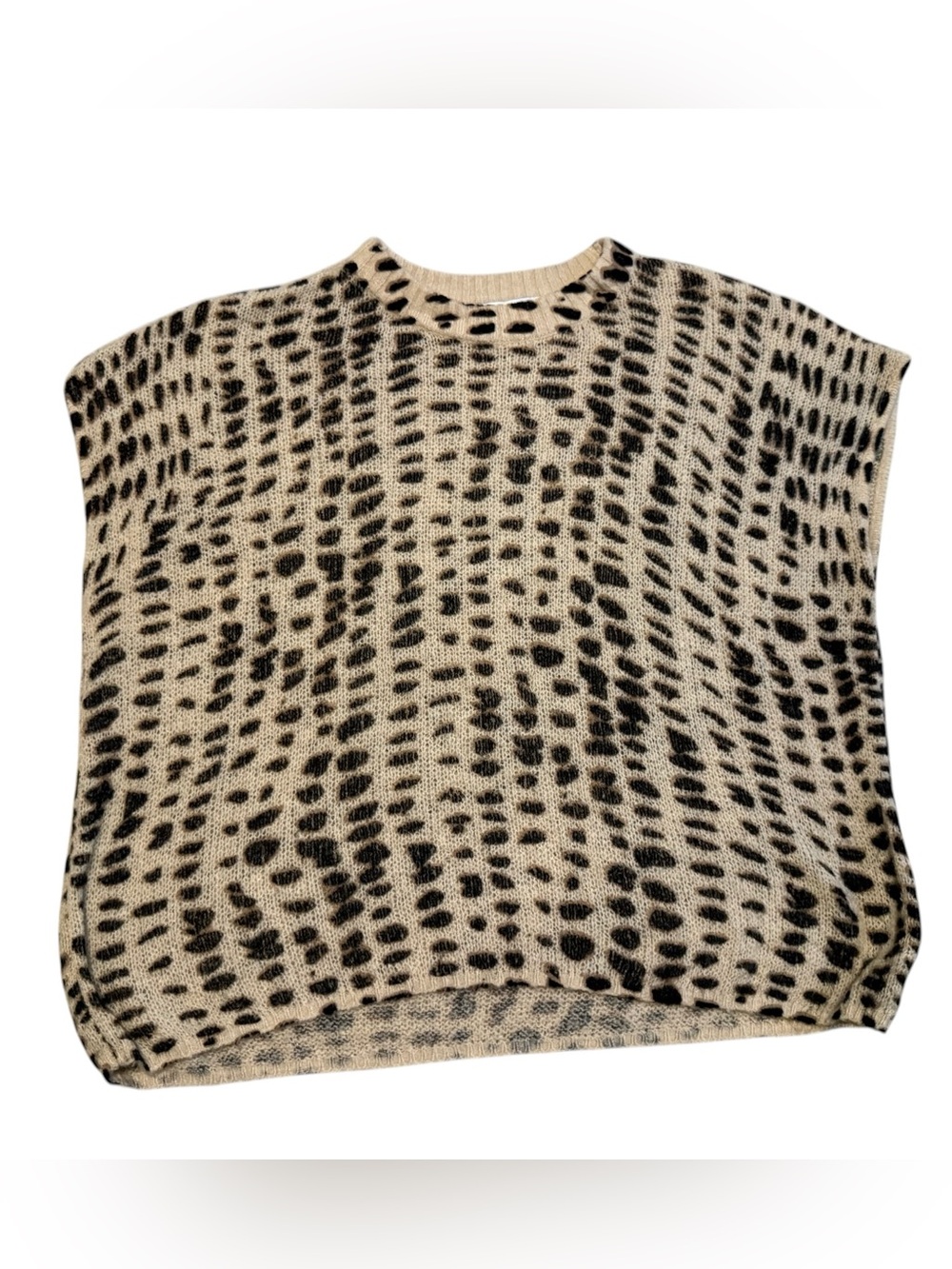 LNA Clothing Short Sleeve Cheetah Print Light Knit Sweater Size XS Oversized